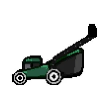 Spring lawn mower pixel art vector illustration Stock Illustration
