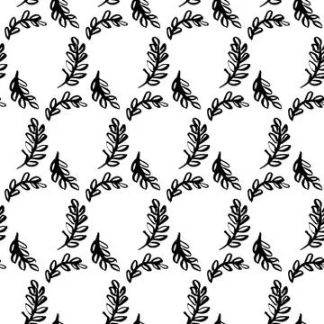 Spring Leaf Brush Seamless Pattern Illustrazione stock