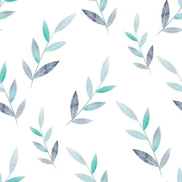 Spring leaf pattern watercolor nature flat style Stock Illustration