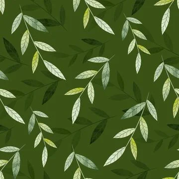 Spring leaf pattern watercolor nature flat style Stock Illustration