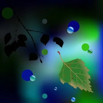 Spring leaf with some water drops Stock Illustration