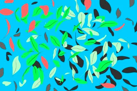Spring leaves in bright colors. Vector image, neon combination Stock Illustration
