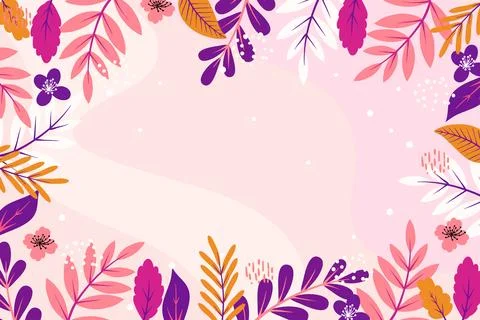Spring leaves flat design copy space frame background Stock Illustration