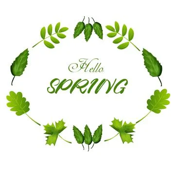 Spring Leaves Frame and Border Vector Illustration Stock Illustration