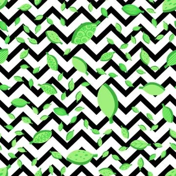 Spring leaves seamless vector pattern Illustrazione stock