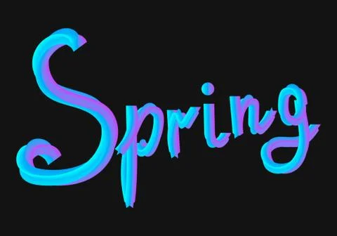 Spring letter 3d colorful gradient blend typeface. Illustrazione stock