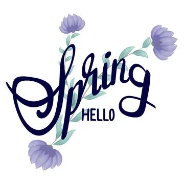 Spring lettering. Decorative typography element with floral decorative leaves Stock Illustration