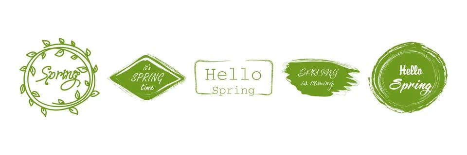 Spring lettering green set Stock Illustration