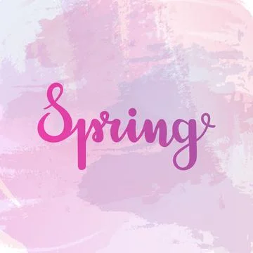 Spring lettering on watercolor background. Vector illustration Stock Illustration