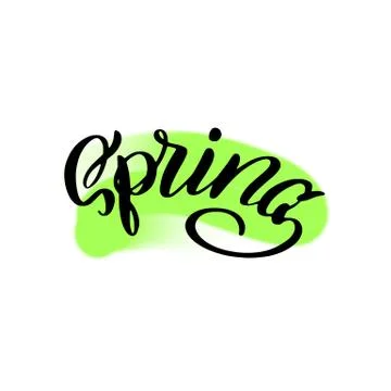 Spring lettering wrote by brush. Spring calligraphy. Stock Illustration