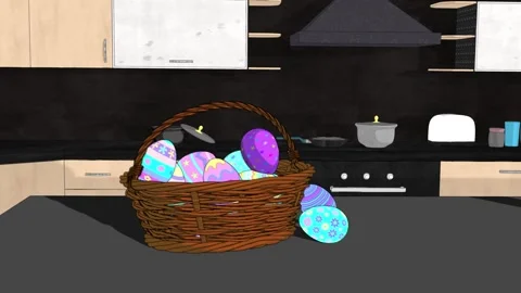 Spring to life! 2D Anime Style Easter Animation Scene, Chocolate Bunny Stock Footage 306070489