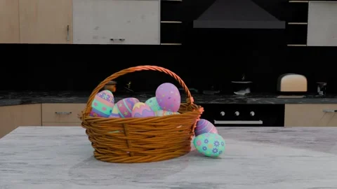 Spring to life! Easter Animation Scene, Chocolate Bunny, Easter Eggs, 120 fps Stock Footage 306070495