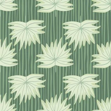 Spring light tropic foliage seamless pattern. Background with green strips. S Stock Illustration
