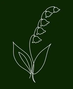 Spring Lily of the Valley in One Continuous Line Drawing. Simple Minimalist.. Stock Illustration