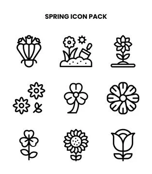 Spring Line Bundle Icons Pack 스톡 일러스트