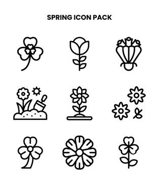 Spring Line Bundle Icons Pack Stock Illustration