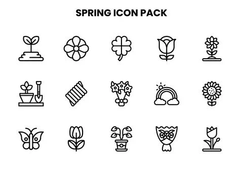 Spring Line Collection Icons Pack Illustrazione stock