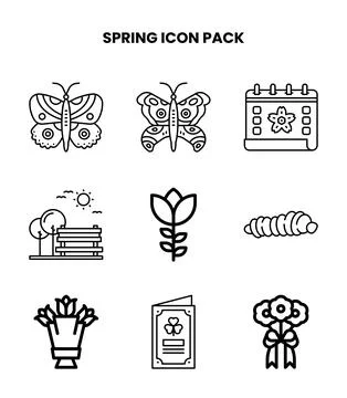 Spring Line Collection Icons Pack Stock Illustration