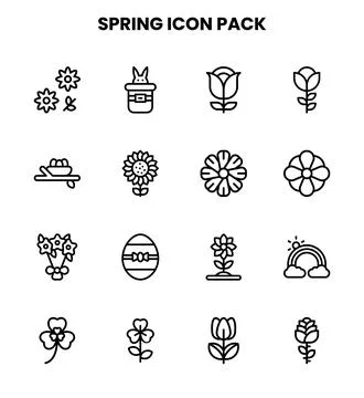 Spring Line Icons Pack Stock Illustration