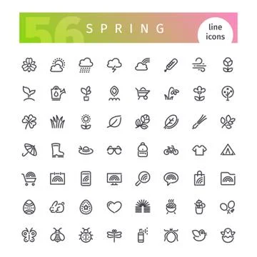 Spring Line Icons Set Stock Illustration