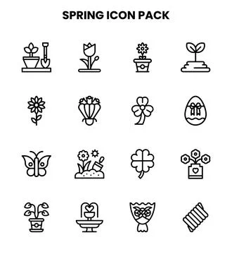 Spring Line Scalable Icons Pack Stock Illustration