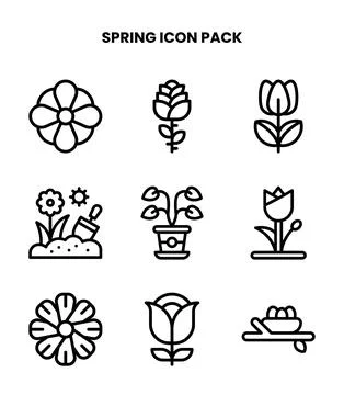 Spring Line Scalable Icons Pack Stock Illustration