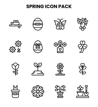 Spring Line Vector Icons Pack Stock Illustration