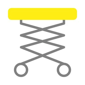 Spring loaded lifting table.  Concept of adjustable height, portable, and v.. Illustrazione stock