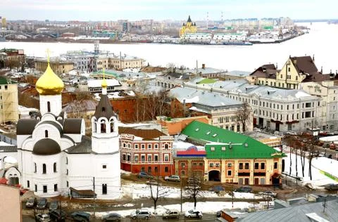 Spring march view oldest part nizhny novgorod russia Stock Photos