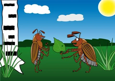 Spring. may. the enamoured bug. Stock Illustration