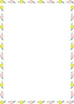 Spring meadow frame. Rectangle frame with flowers. Cute daisy empty frame box Stock Illustration