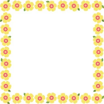 Spring meadow frame. Rectangle frame with flowers. Cute daisy empty frame box Stock Illustration