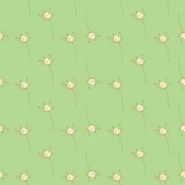 Spring meadow seamless pattern with abstract yarrow flower silhouettes. Light Illustrazione stock