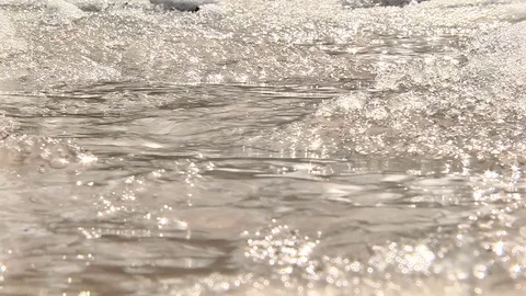 Spring melting of ice and the stream Stock Footage 74242410