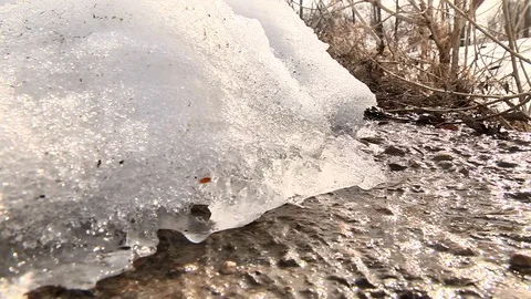 Spring melting of ice Stock Footage 74240740