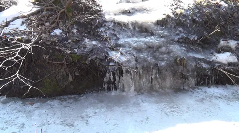 Spring melting of snow on the last icy slope Stock Footage 36036428
