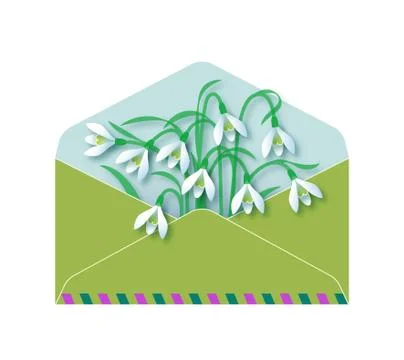 Spring message. Snowdrops. Stock Illustration