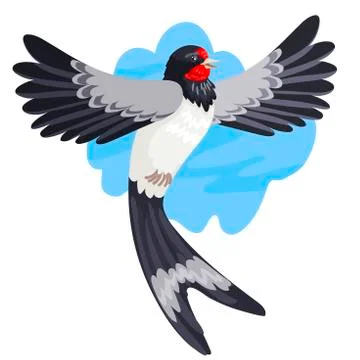 Spring migratory bird a swallow in flight against the background of the sky Stock Illustration