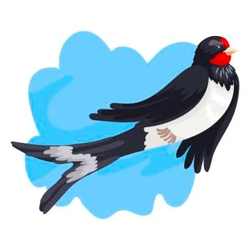 Spring migratory bird a swallow in flight against the background of the sky Stock Illustration