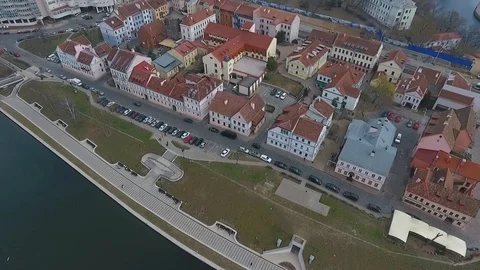Spring in the Minsk city centre. Drone shot from above aerial Stock Footage 106452653