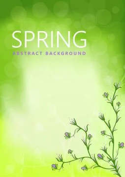 Spring modern trendy background with florals and flowers in green color. Abst Stock Illustration