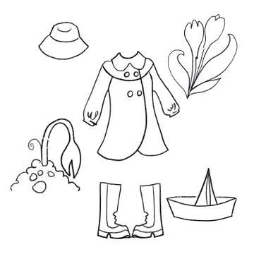 Spring mood clothes and accessories for decor art cards Stock-Illustration
