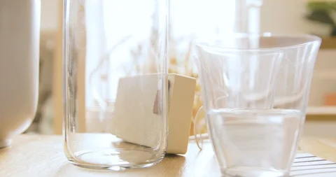 Spring Mood. Clothes Show Room Details. Bottle With Glass Video stock 126030863