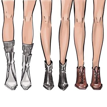Spring mood different boot for happy woman Illustrazione stock