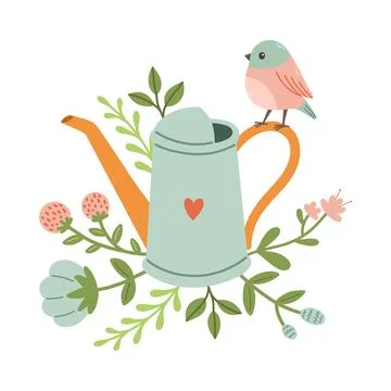 Spring mood greeting card template. Welcome spring season invitation. Minimalist Stock Illustration