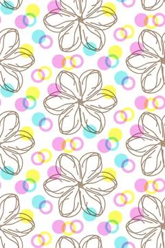 Spring motif decorative seamless pattern. Funny floral illustration in Stock Illustration