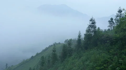 Spring mountain fog Stock Footage 50920479