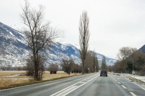 Spring mountain road. Stock Photos