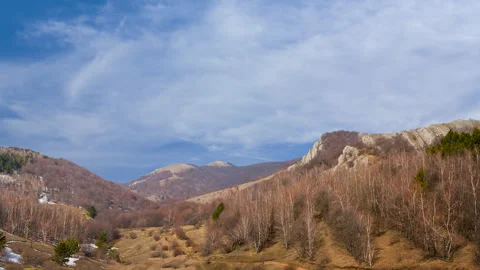 Spring mountain valley , bright quiet natural landscape time lapse scene Stock Footage 243375096