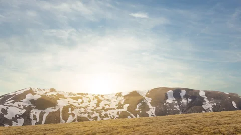Spring mountain valley in a light of morning sun Stock Footage 333277567